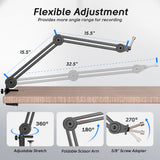 FIFINE BM63 Super Steady Full Metal Heavy Boom Arm Stand, Black
