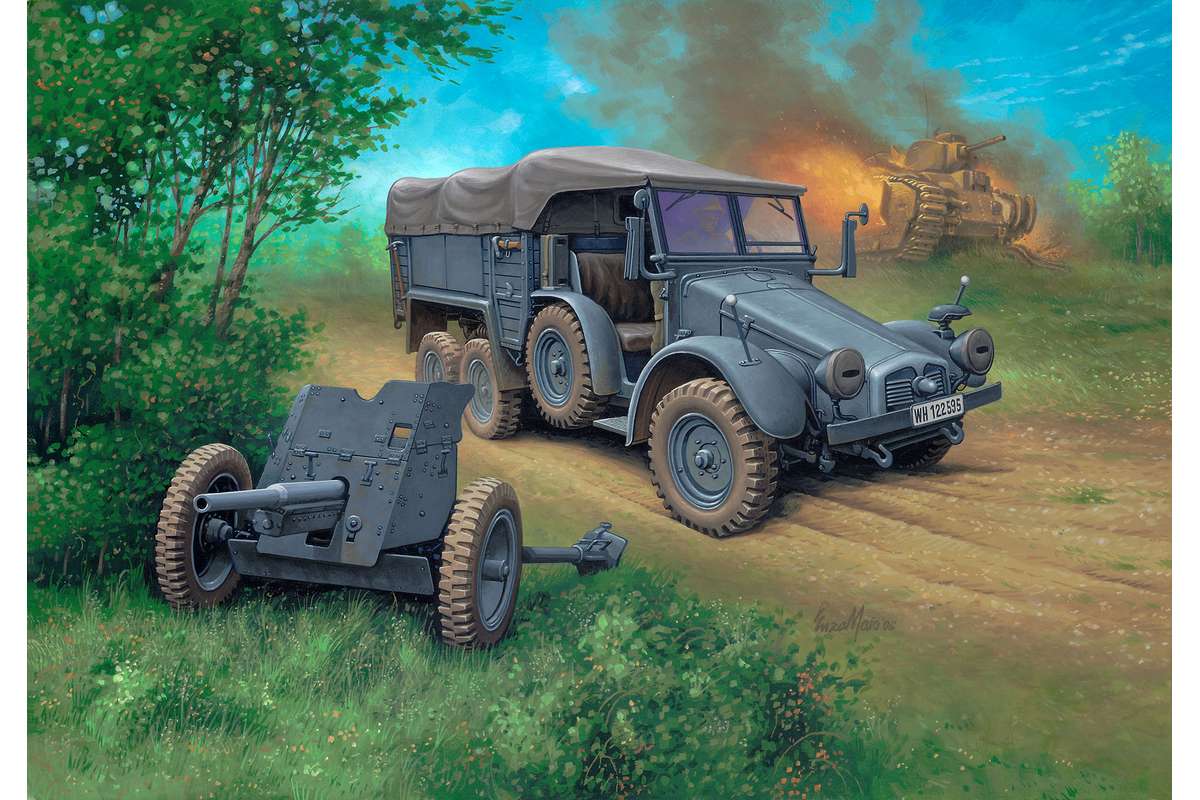 Krupp Protze KFZ 69 with 3,7cm Pak 1:76