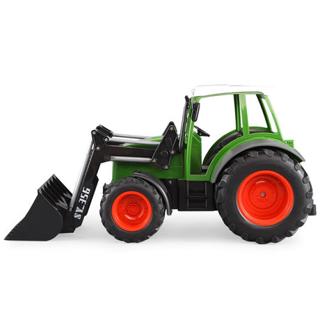 Stor fjernstyret traktor med front skovl, lys og lyd.