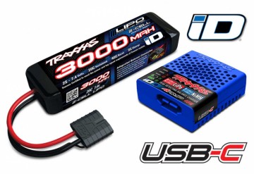 Traxxas 2985-2S Charger USB-C and 2S 7.4v 3000mAh LiPo Battery Combo