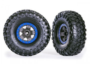 Traxxas 8181-BLUE Tires &amp; Wheels Canyon Trail/TRX-4 Black 2.2" Blue (2)