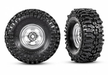 Traxxas 9872 Tires &amp; Wheels Mickey Thompson Baja Pro Xs/ Satin Chrome 2.4x1.0" (2)