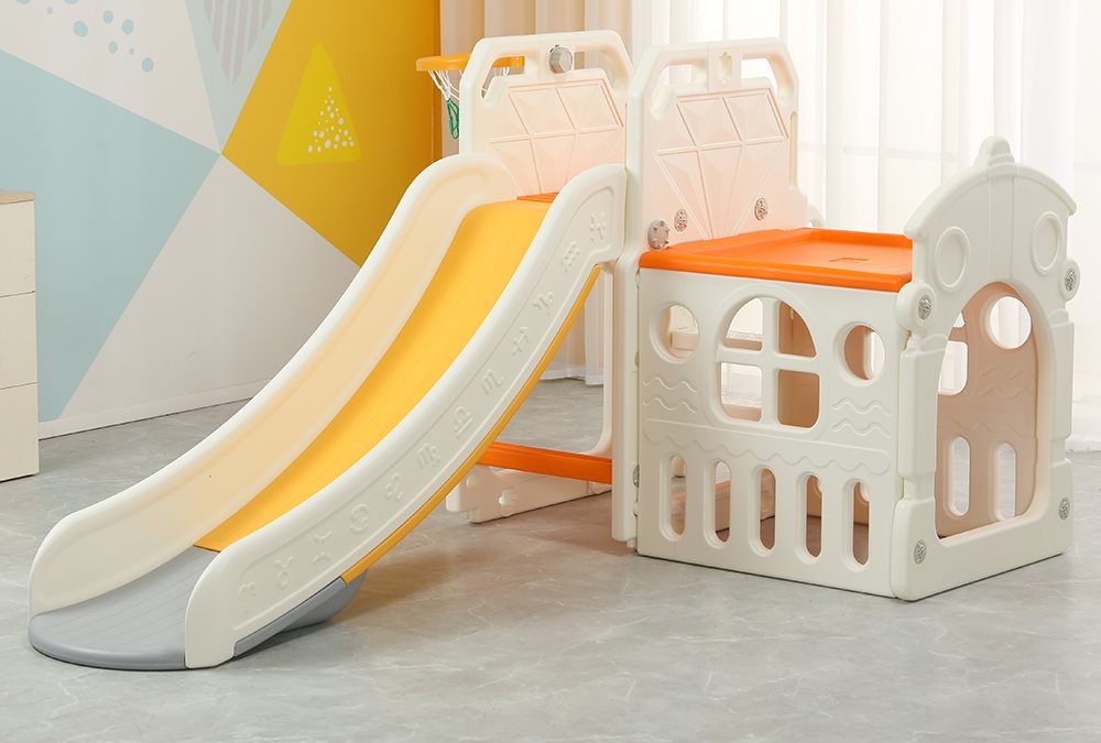 Elitetoys Kids Zone Aktivitetsgynge med Rutsjebane, Basketball og Hule
