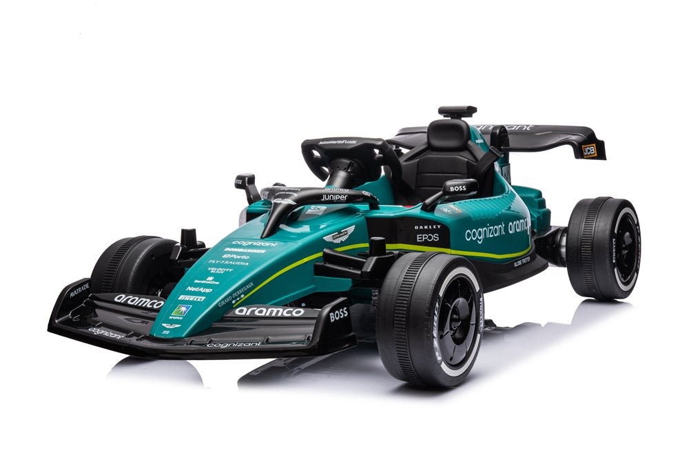 Aston Martin F1 24V Elbil med lædersæde og gummihjul