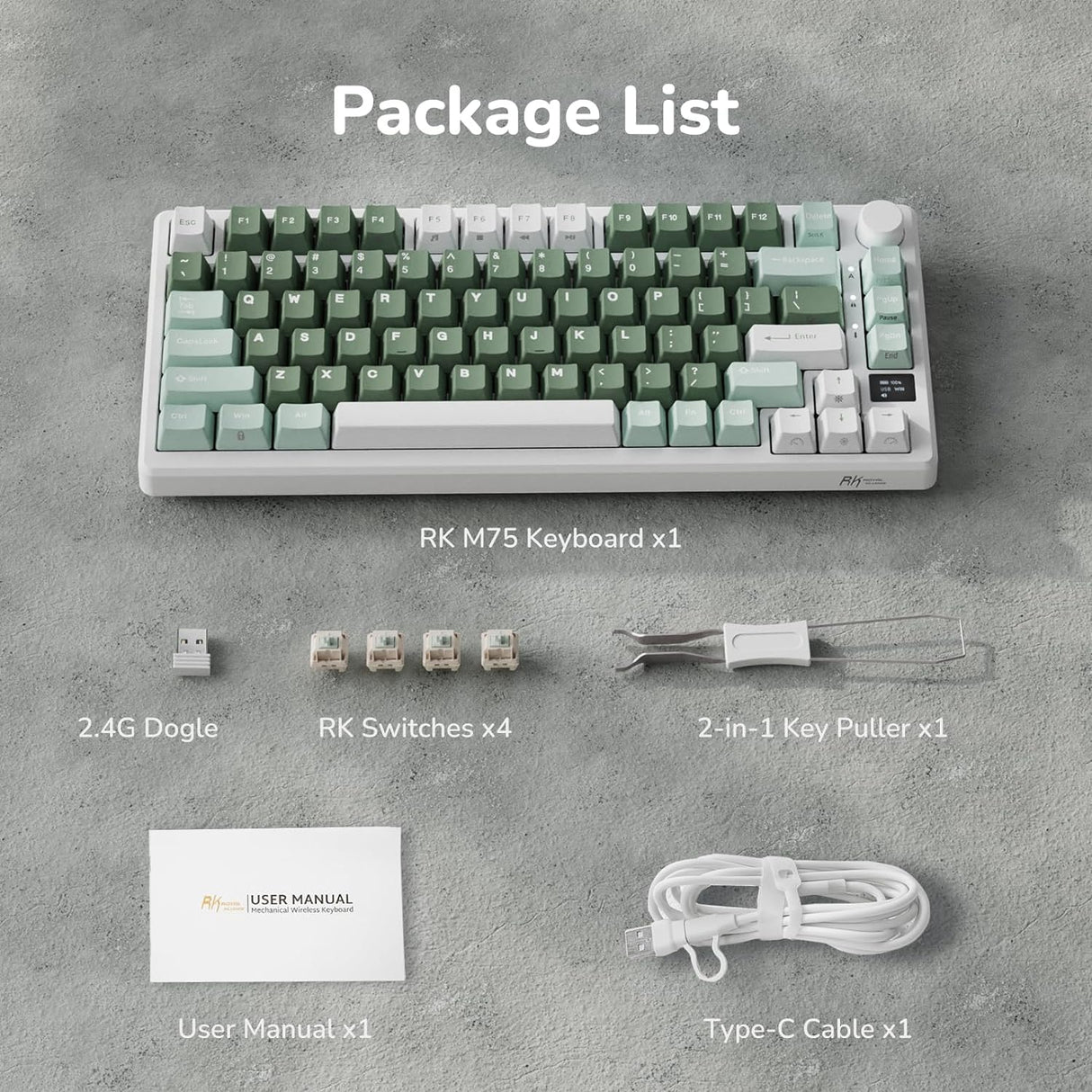 Royal Kludge M75 OLED 81K Taro Milk - RGB ANSI (ENG) wireless