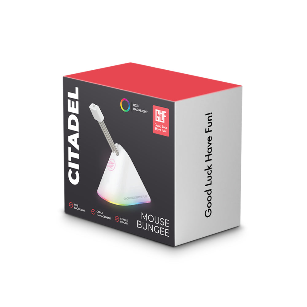 FragON - Citadel RGB Mouse Bungee with 8 colorful clips, White