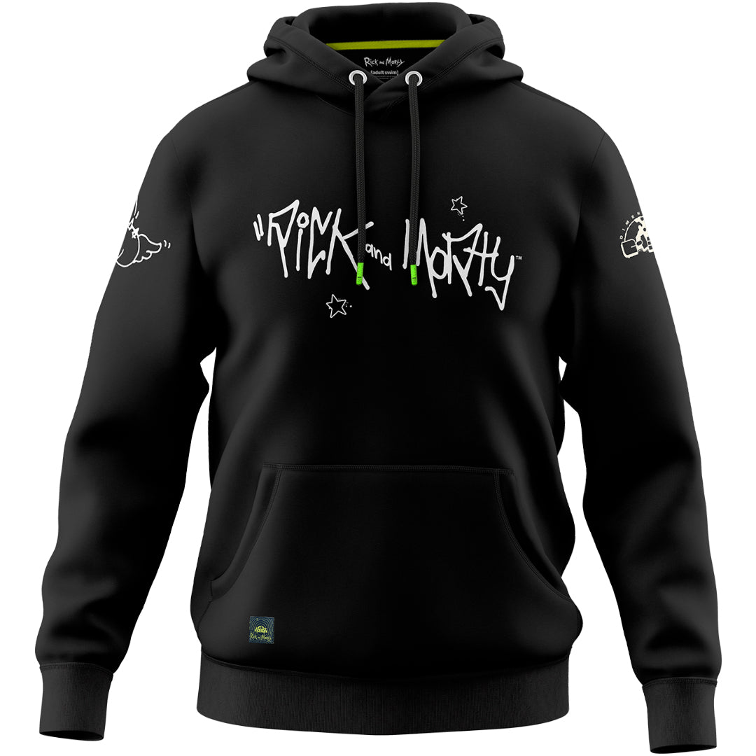 Rick and Morty hoodie with logo black, XL
