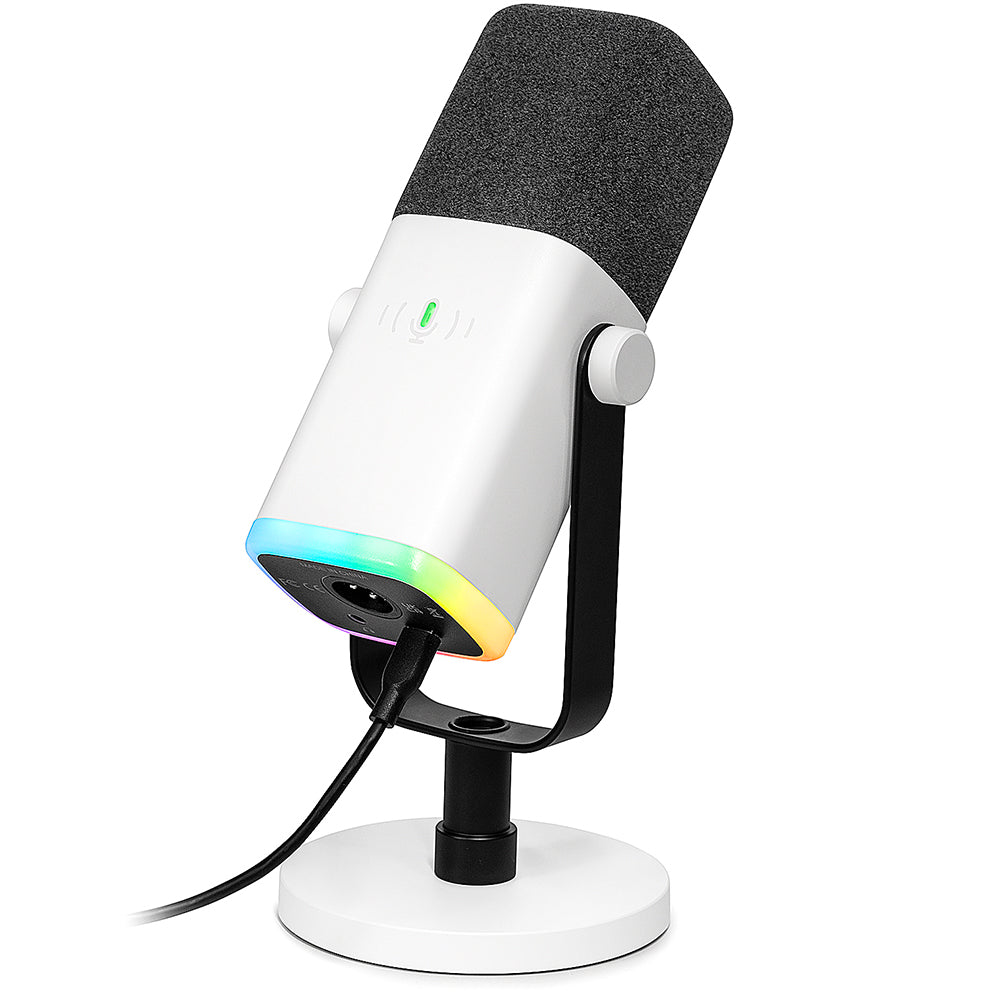 FIFINE AM8 Dynamic RGB XLR/USB Microphone, White