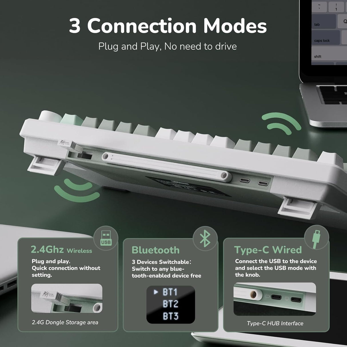 Royal Kludge M75 OLED 81K Taro Milk - RGB ANSI (ENG) wireless