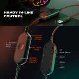 Fifine H6X Professional Gaming USB RGB Gaming Headset, Black