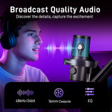 MAONO DM40 Pro S Condenser RGB USB/Wireless AI Gaming Microphone with Arm Stand, black