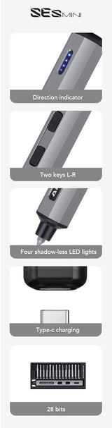 ARROWMAX AM199911G - SES Mini Electric Screwdriver With Alu Case 28 in 1 Space Gray