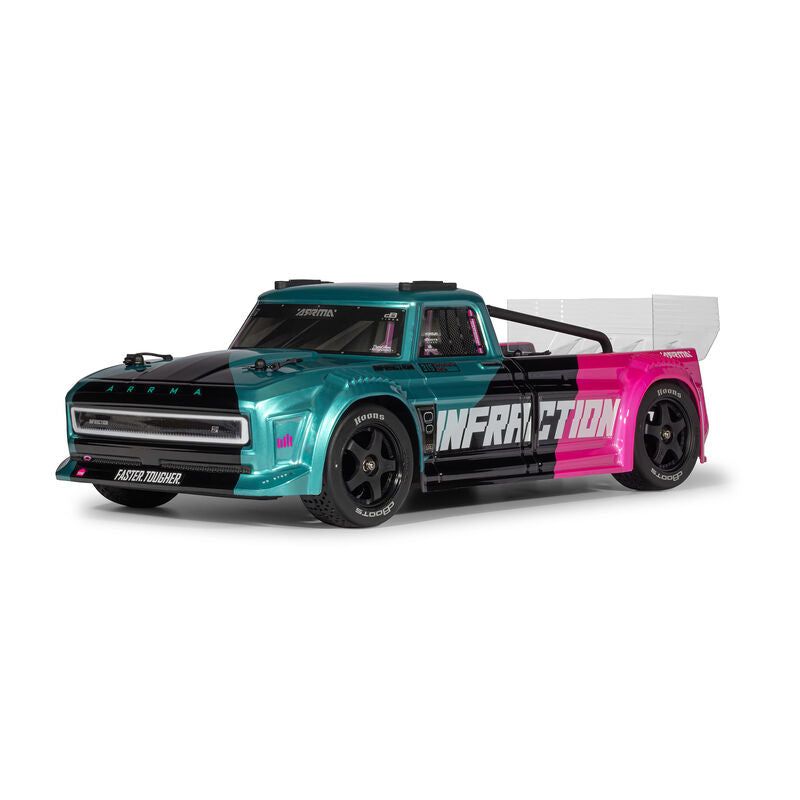 ARRMA 1/8 INFRACTION 223S DSC 4X4 RTR Brushless All-Road Street Bash Truck Teal/Pink