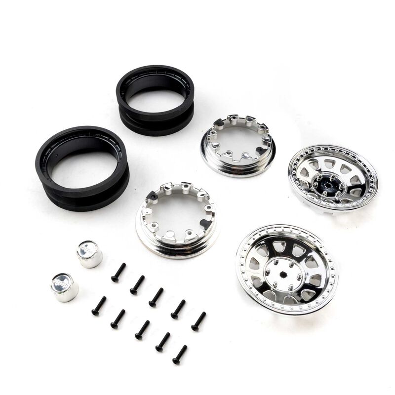 Axial 1.9 Raceline Daytona Beadlock Wheels Chrome (2)