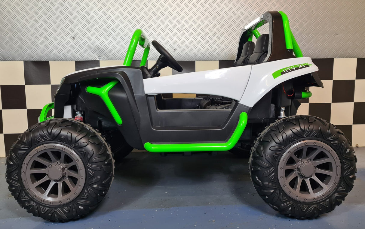 Elektrisk børnebuggy 24 volt 2-personers hvid / grøn