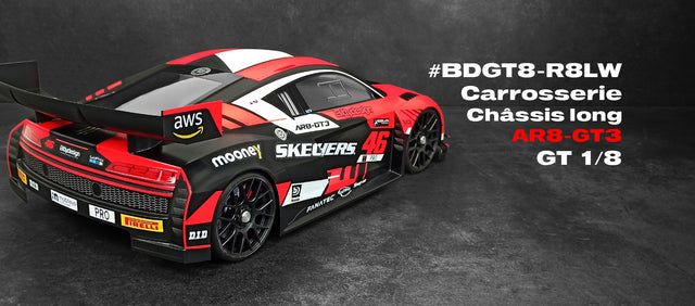 RACING EXPERIENCE BDGT8-R8LW - Bitty Design AR8-GT3 1:8 GT Body for LWB uncut unpainted 1mm