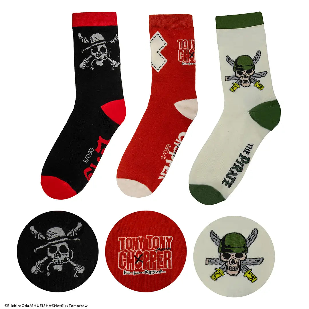 Set of 3 Pairs of Socks - One Piece Netflix