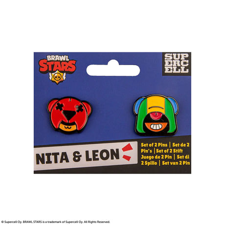 Set of 2 pin badges Nita & Leon - Brawl Stars