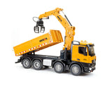 Fjernstyret Huina lastbil med tiplad, kran og EKSTRA tilbehør - skala 1:18