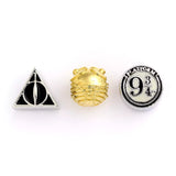 Harry Potter Set of Charms Deathly Hallows, Golden Snitch, Platform 9 3/4