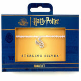 Sterling silver Golden Snitch Charm white crystal bracelet - Harry Potter