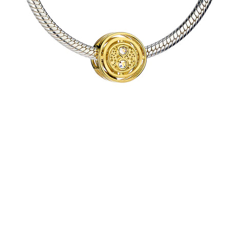 Sterling Silver Gold Plated Time Turner Spacer Bead with Crystals - Harry Potter