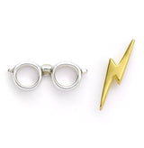 Sterling Silver Lightning Bolt and glasses stud earrings - Harry Potter