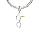 Sterling Silver Lightning Bolt & Glasses Slider Charm - Harry Potter