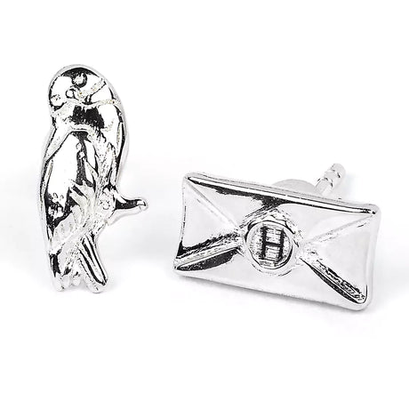 Official Harry Potter Hedwig & letter silver plated stud