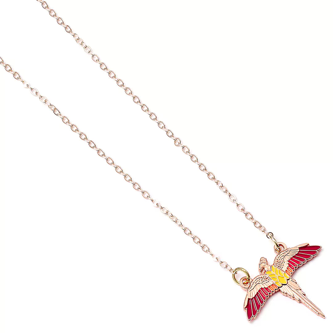 Rose Gold Plated Fawkes Necklace - Harry Potter