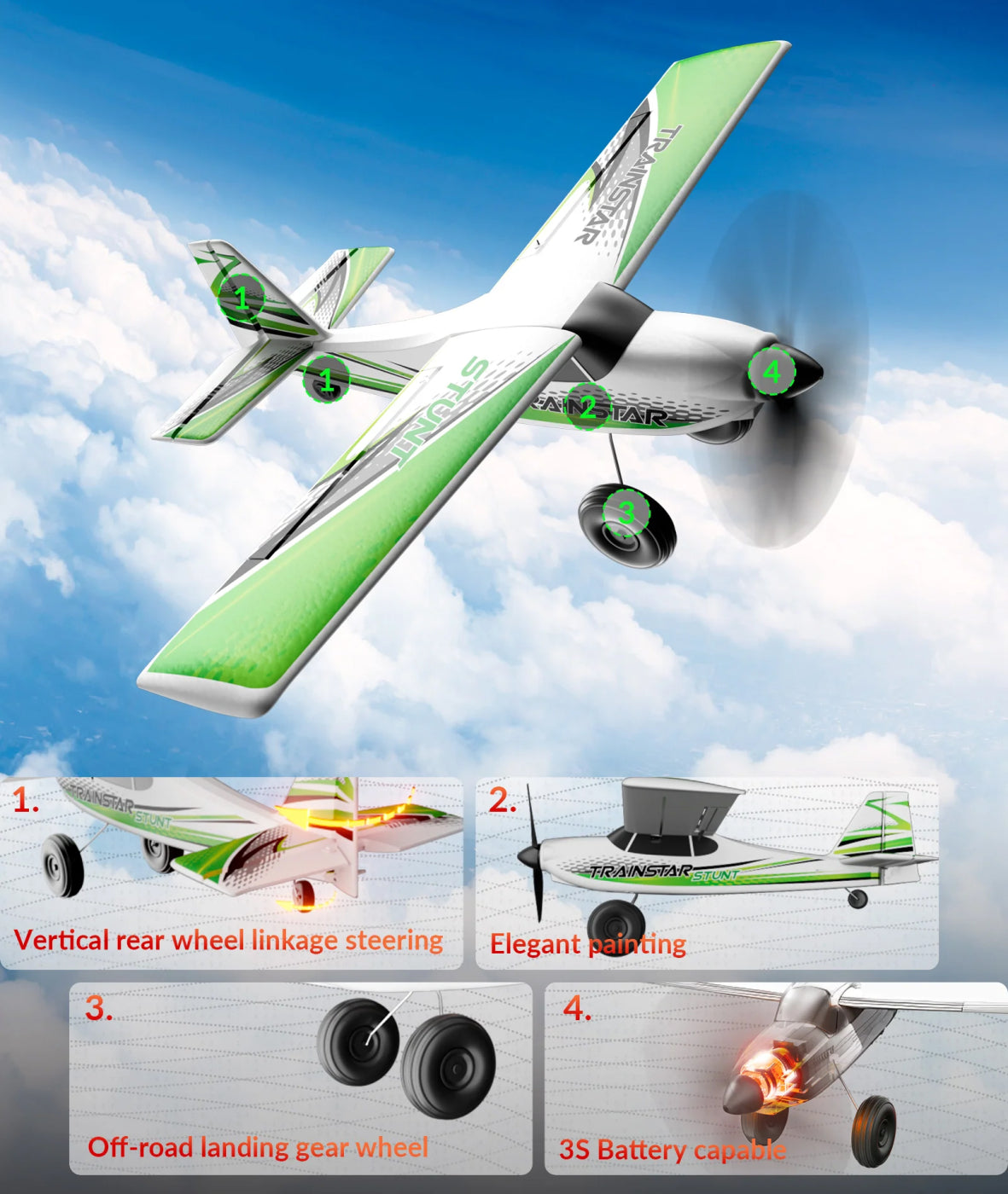 Trainstar Stunt Gyro Brushless 500mm RTF Green