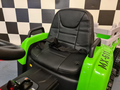 Children's battery tractor 12 volts with trailer and RC green