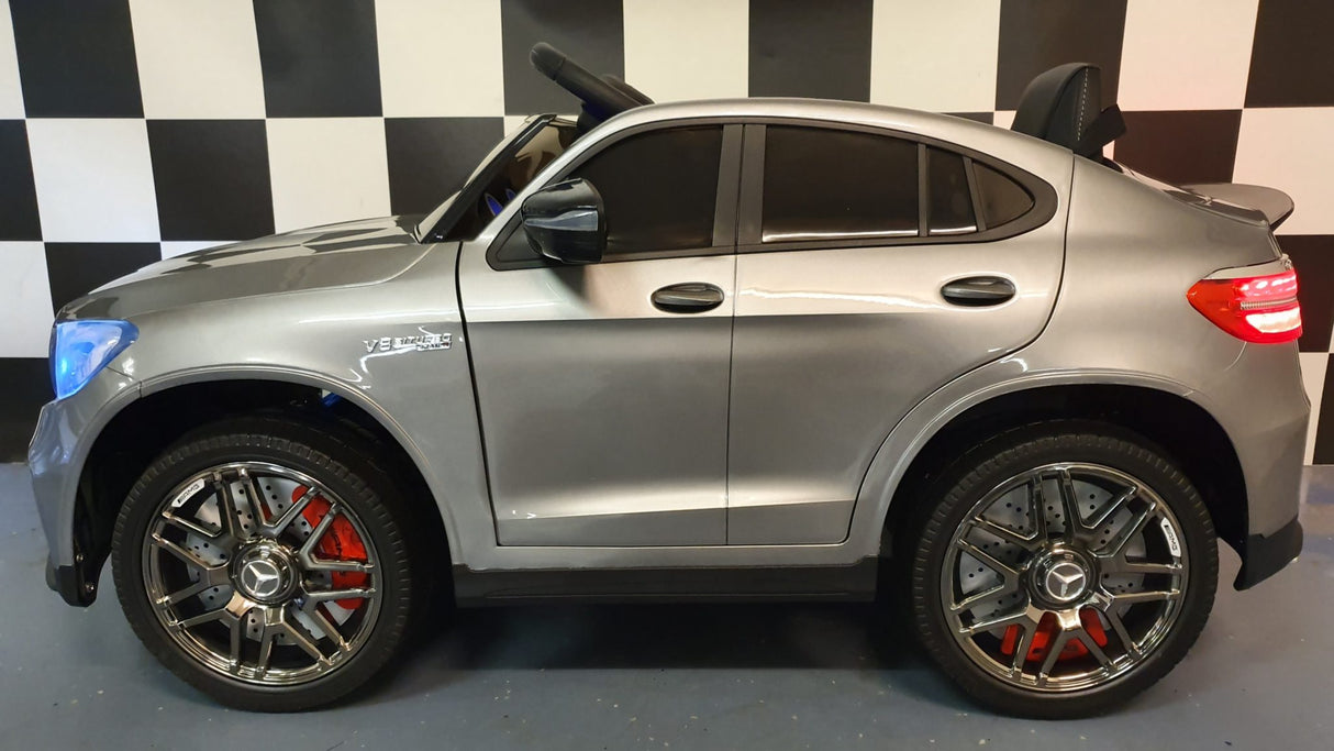 Børnebil batteri Mercedes GLC 63 12V metallic sølv 1 person