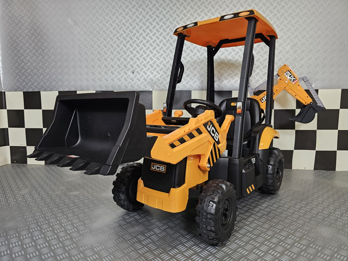 Elektrisk børnetraktor JCB Sitemaster med tag 12 volt