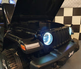 Jeep Wrangler batteri børnebil 12 volt 4 hjulstræk m. fjernbetjening sort