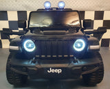 Jeep Wrangler batteri børnebil 12 volt 4 hjulstræk m. fjernbetjening sort