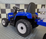 Electric toy tractor 12 volts with trailer and RC blue