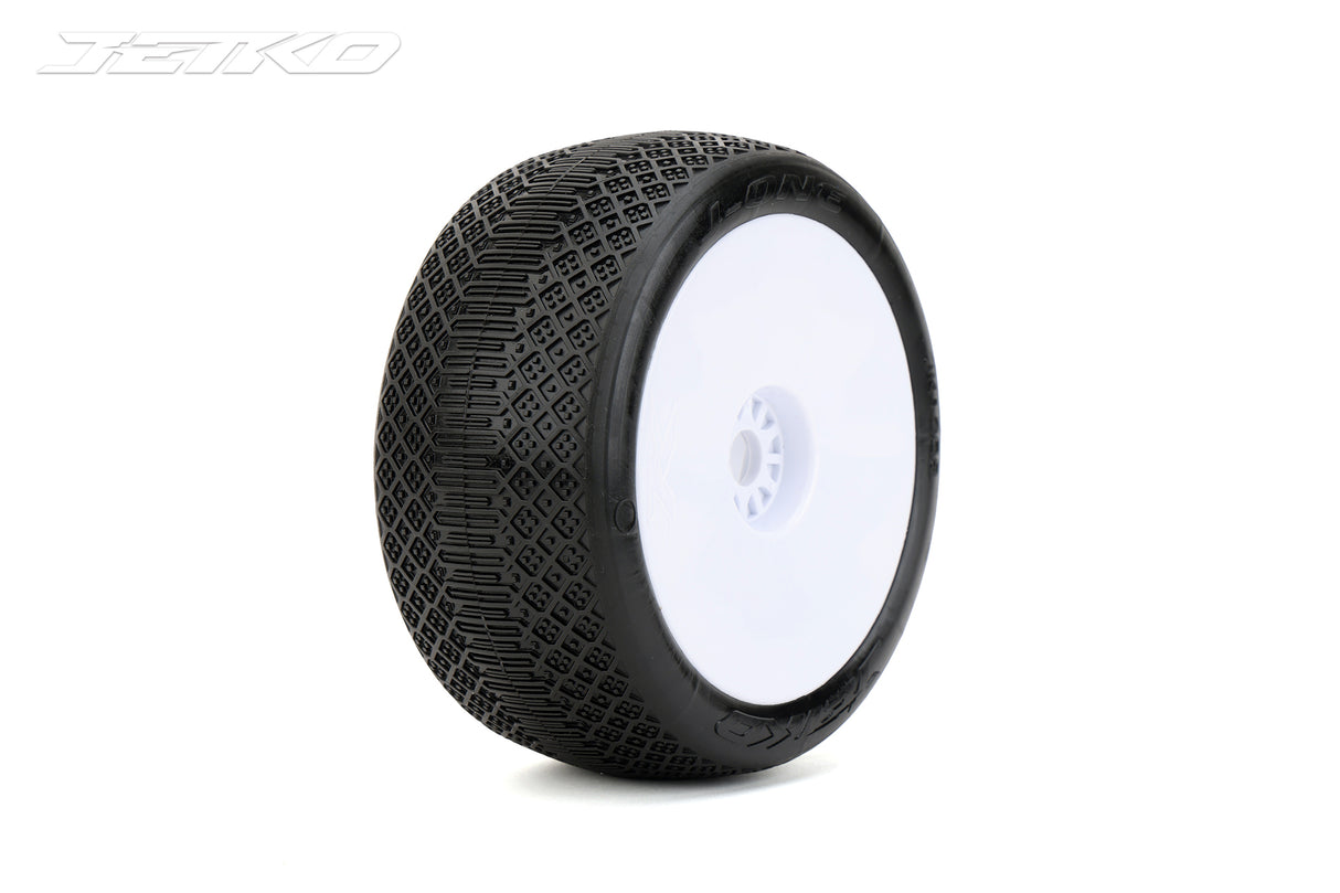 Jetko J One Super Soft 1:8 Truggy Pre-glued on White Rims (2)