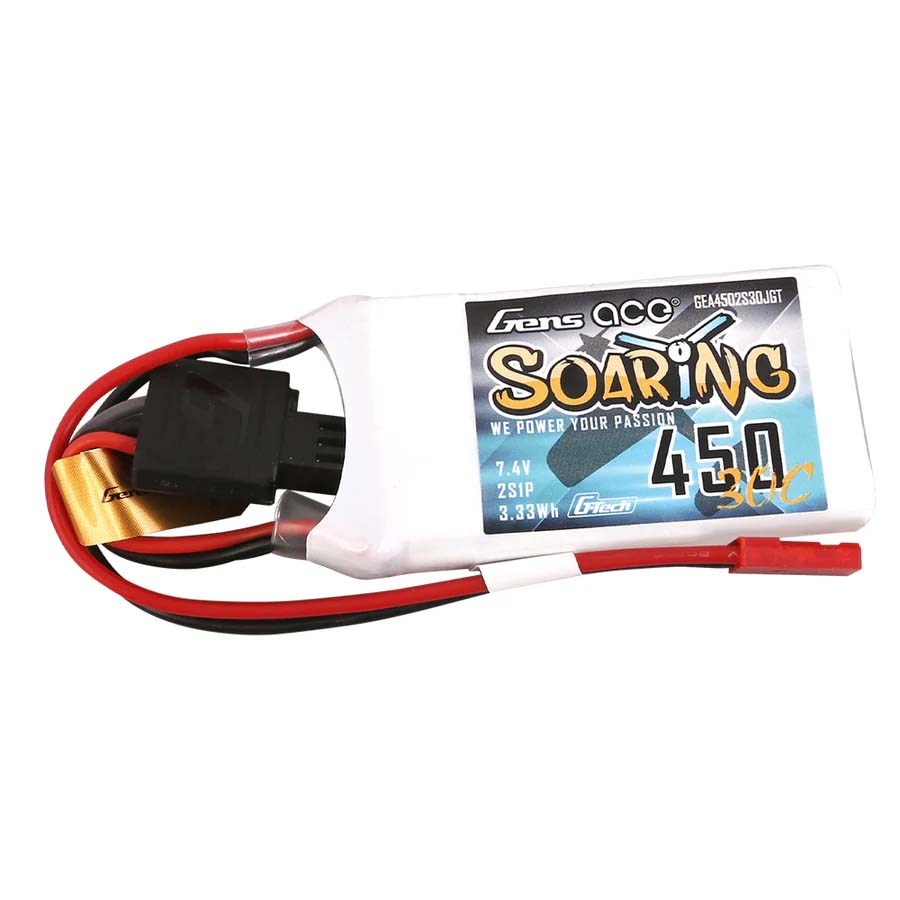 GENS ACE GE1-0450-2JGT - Gensace Soaring LiPo 2S 7.4V-450-30CJST 56.5x31x9mm 33g