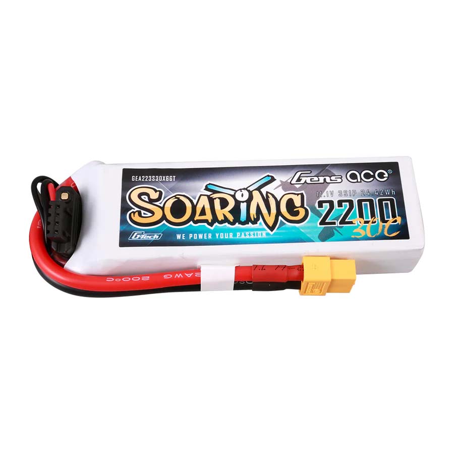 GENS ACE GE1-2200-3X6GT - GensAce Soaring LiPo 3S 11.1V-2200-30CXT60 107x34x21mm 175g G-Tech