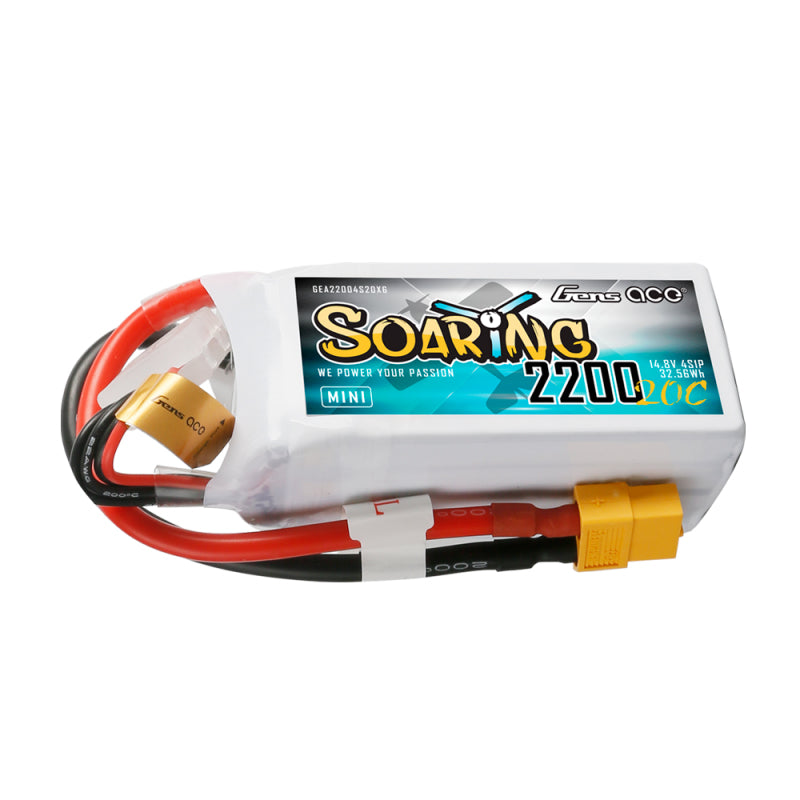 GENS ACE GE1-2200S-4X6 - Gens ace Soaring Mini LiPo 4S 14.8V-2200-20C XT60 76x33x33mm 185g