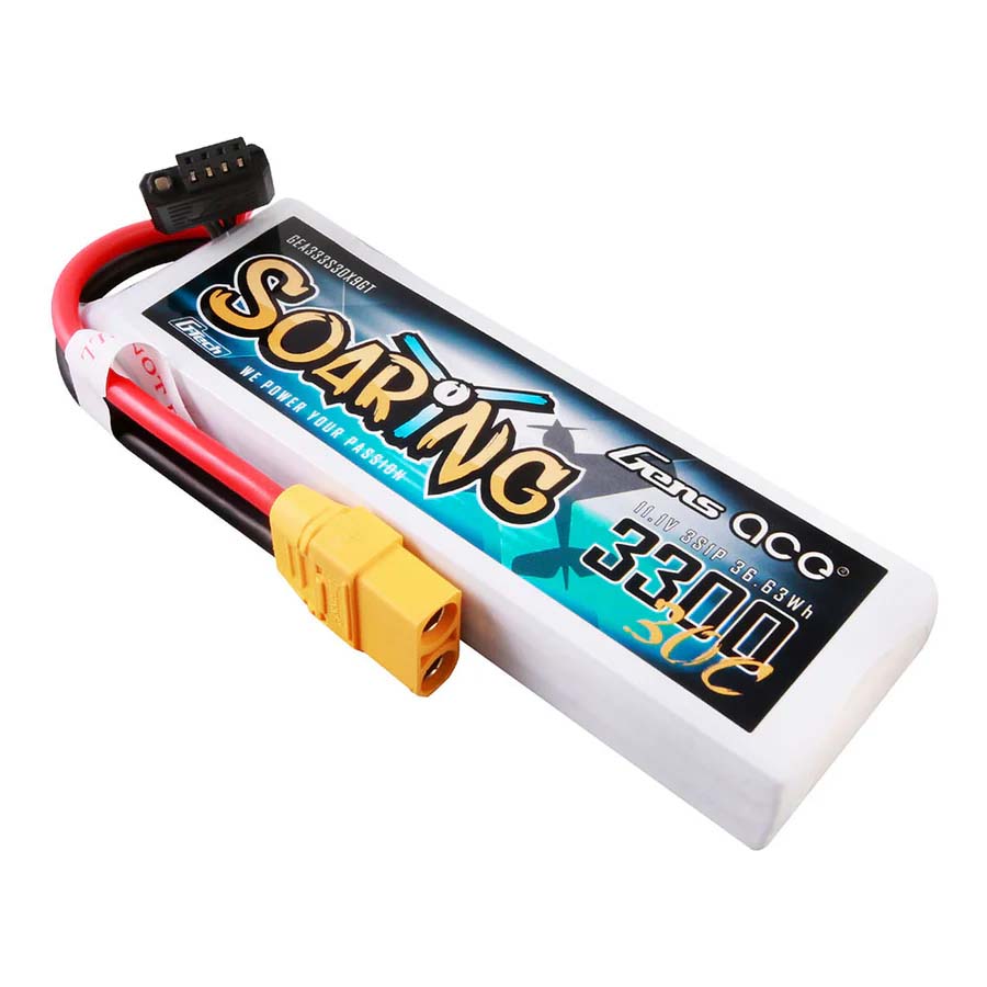 GENS ACE GE1-3300-3X9GT - GensAce Soaring LiPo 3S 11.1V-3300-30CXT90 131x42.5x19.5mm 252g GT
