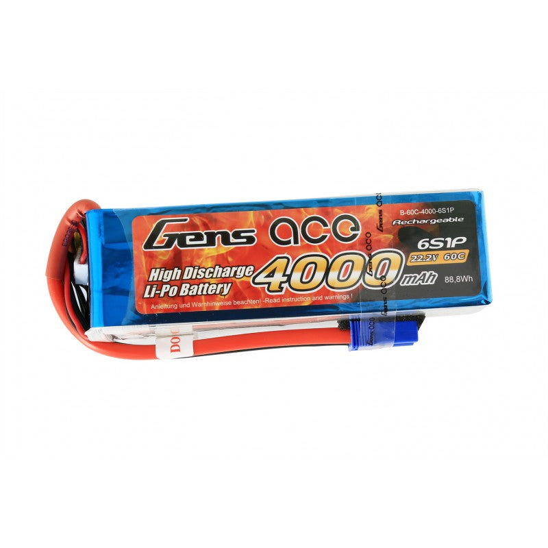 GENS ACE GE1-4000-6C5 - GensAce Batterie LiPo 6S 22.2V-4000-60C EC5 164x46x43mm 690g