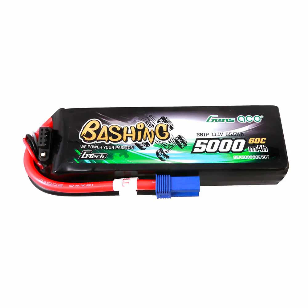 GENS ACE GE3-5000-3C5GT - GensAce Bashing LiPo 3S 11.1V-5000-60C 137x41x24mm 310g Soft G-Tech