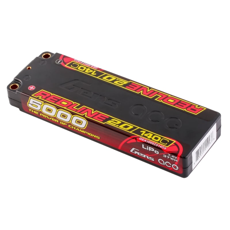 GENS ACE GEA50002S14D5 - GensAce Redline 2.0 Low Prof 2S HV 7.6V-140C-5000 139x47x18.5mm 224g