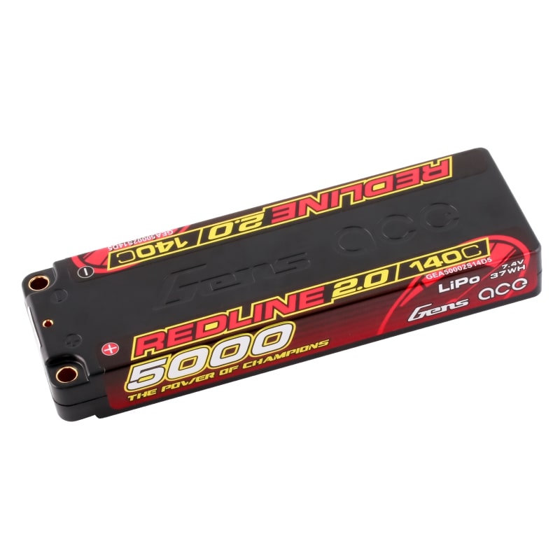 GENS ACE GEA50002S14D5 - GensAce Redline 2.0 Low Prof 2S HV 7.6V-140C-5000 139x47x18.5mm 224g