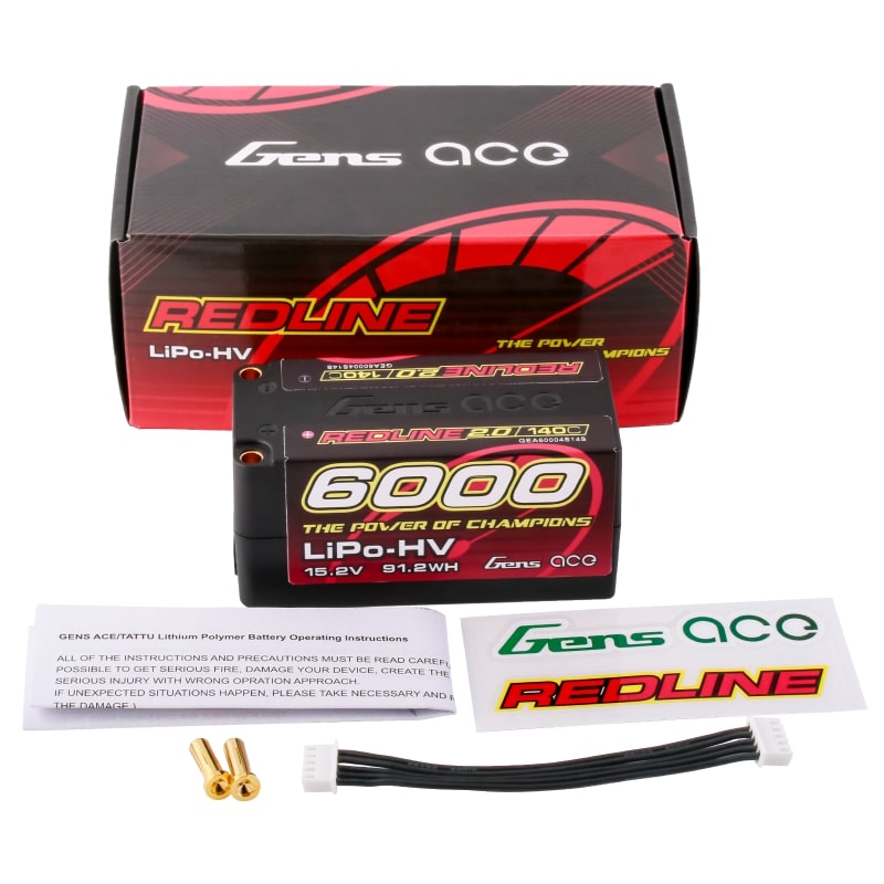 GENS ACE GEA60004S14S - GensAce Redline 2.0 Shorty 4S HV 15.2V-140C-6000 98x47x47mm 410g