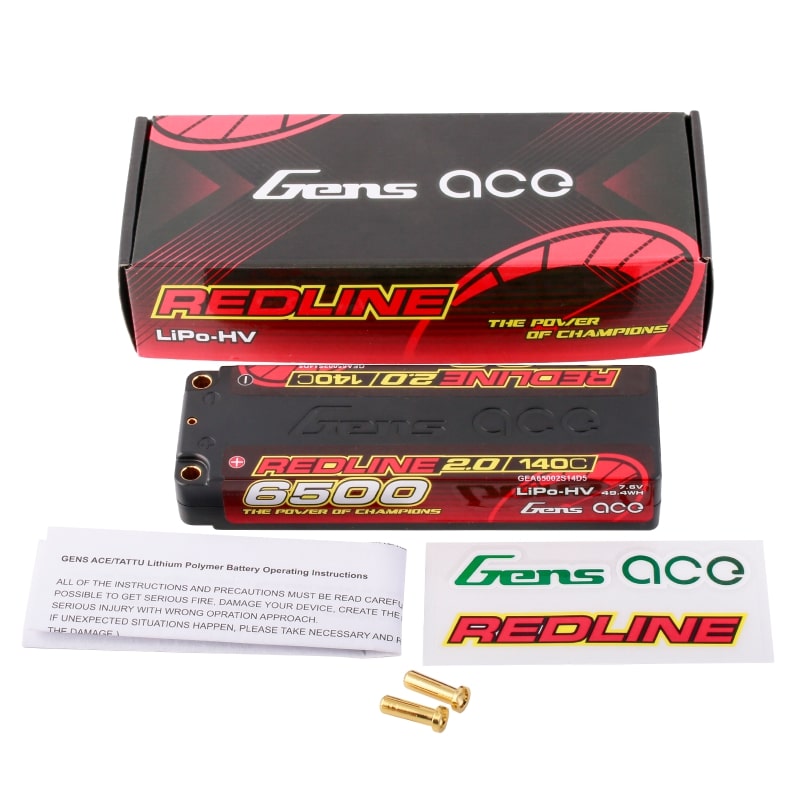 GENS ACE GEA65002S14D5 - GensAce Redline 2.0 2S HV 7.6V-140C-6500 139x47x22.5mm 265g