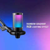 FIFINE A6T Condenser RGB USB Microphone with Boom Arm, Black