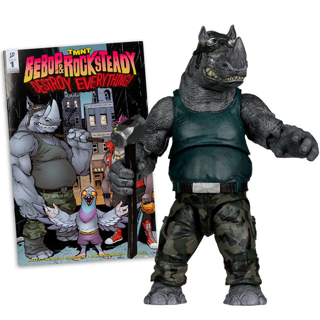 Teenage Mutant Ninja Turtles (P. Punchers) Rocksteady 5in Action Figure with Comic McFarlane Toys